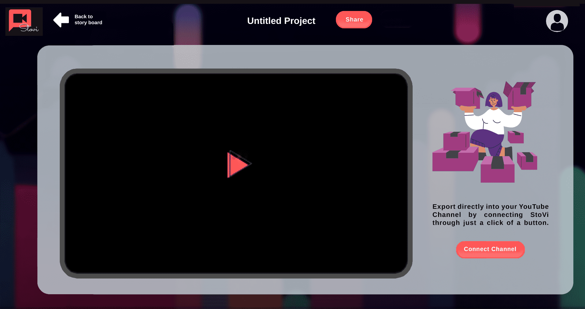 StoVi - Export Complete page UI